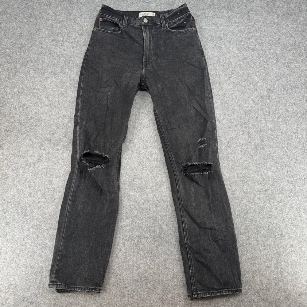 Abercrombie & Fitch Jeans Women 25L The Ankle Straight Black Distressed EUC
